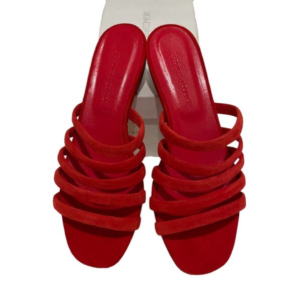 Creatures of Comfort NY Como Slide Sandal Fire Red strappy flat NWT 39.5 / 9.5 - Picture 1 of 7